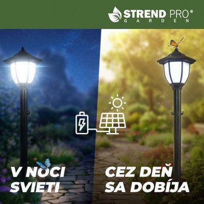 Lampa Strend Pro Garden, reťaz, ohrada, plot do záhrady, 2x solárne svietidlo, 1x LED, 16,5x16,5x71,