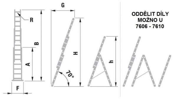 Rebrík ALVE EUROSTYL PROFI 7607, 3x7, univerzálny, A201 B399 1