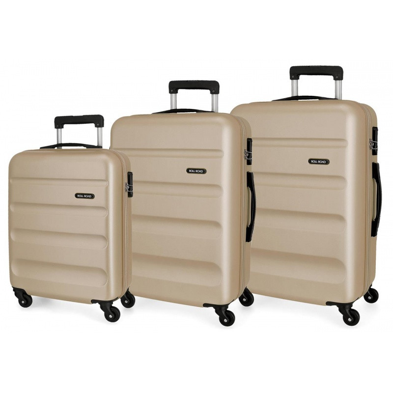 ROLL ROAD Flex Champagne, Sada ABS cestovných kufrov, 55-65-75cm, 5849469