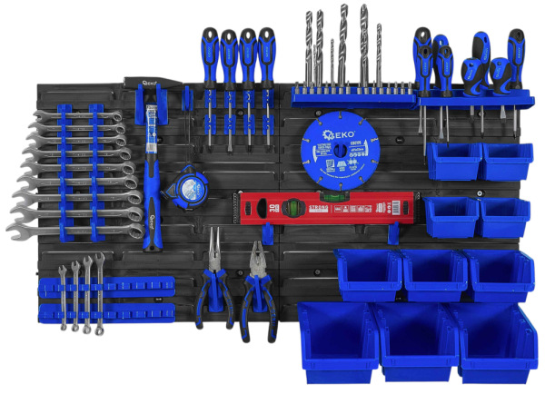 Dielenská tabuľa na náradie - sada 6 panelov 390 x 780 mm + 32 ks príslušenstvo, GEKO 2
