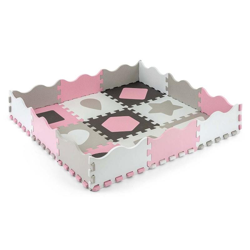 Penové puzzle podložka ohrádka Milly Mally Jolly 3x3 Shapes Pink Grey