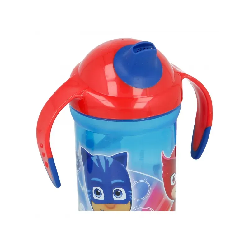 STOR Tréningový hrnček so silikónovým náustkom a svetielkom, PJ MASKS, 300ml, 30140