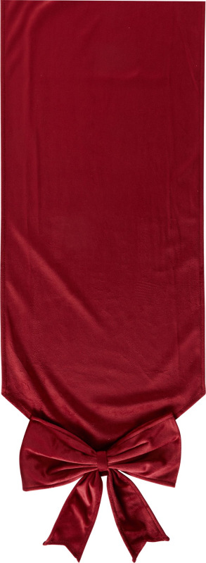 Štóla, behúň na stôl, s mašľou, zamat, burgundská červená, 33x240 cm 1