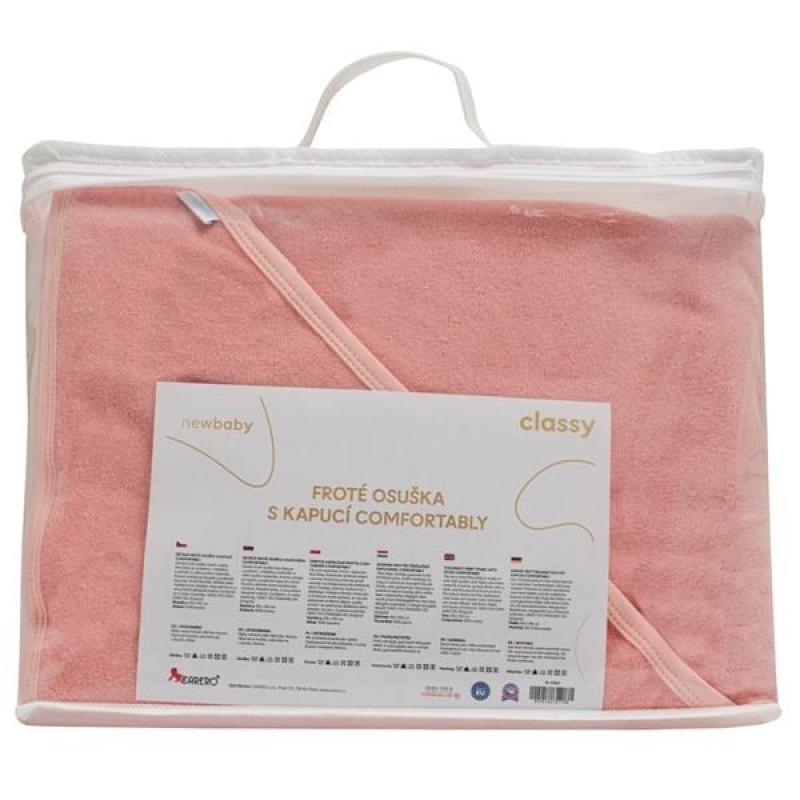 Detská luxusná froté osuška s kapucňou New Baby Comfortably 80x80 pink