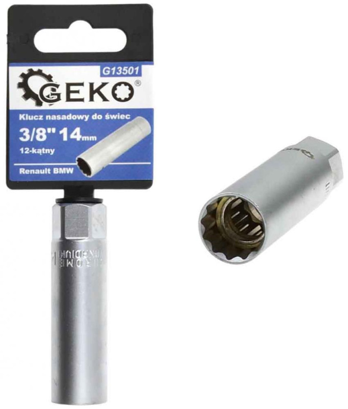 Hlavica nástrčná predĺžená na sviečky, dvanásťhran 3/8" 14 mm, RENAULT BMW, GEKO