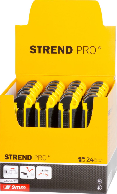 Nôž Strend Pro UKBOX-86-9, 9 mm, odlamovací, plastový, Sellbox 24 ks 5