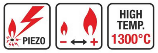 Spájkovacia lampa s piezo zapaľovačom a kartušou 220g, otočný uzáver, ELICO 4