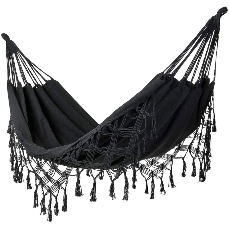 Veľká závesná hojdacia sieť pre dvoch Hamaka XXL BOHO Baby Mix čierna 2