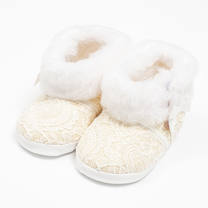 Dojčenské zimné krajkové kozačky New Baby 6-12 m béžové 6-12 m