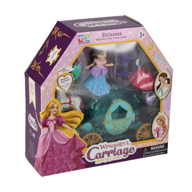 Obliekacia bábika princezná s kočom a doplnkami 2