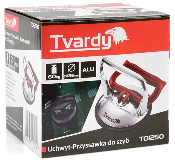 Prísavka hliníková na sklo 1 x 125 mm, nosnosť 60 kg, TVARDY 4