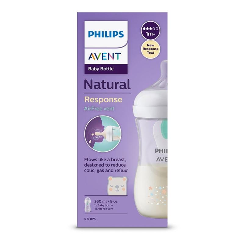 Dojčenská fľaša Avent Natural Response 260 ml s ventilom Air Free medved´