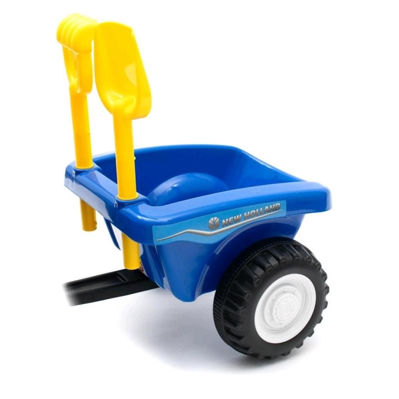 Detské odrážadlo traktor s vlečkou a náradim Baby Mix New Holland žltý