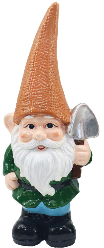 Dekorácia MagicHome, Trpaslík s oranžovým klobúkom, keramika, 12,5x8,5x28 cm