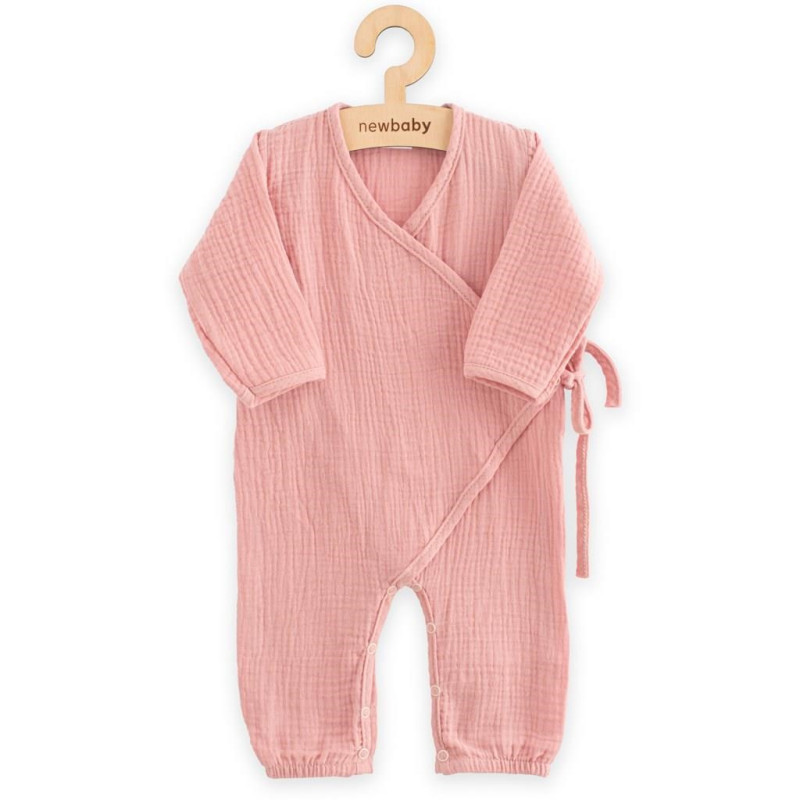 Dojčenský mušelínový overal New Baby pink 56 (0-3m) 1