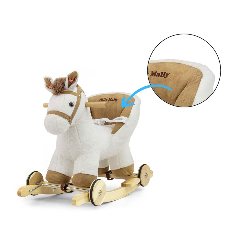 Hojdací koník s melódiou a kolieskami Milly Mally Polly biely 2
