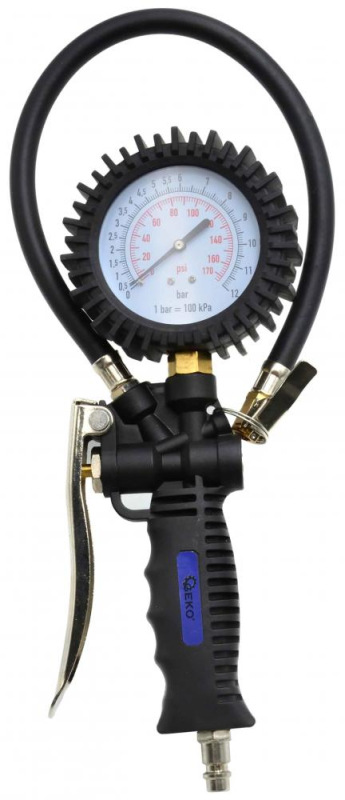 Pištoľ na plnenie pneumatík s manometrom, 0-12 bar, hadička 45 cm, GEKO 5