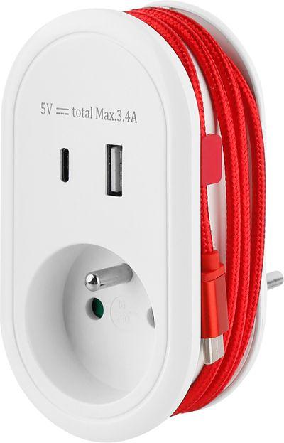 Zásuvka Strend Pro, USB A+C, s USB káblom C