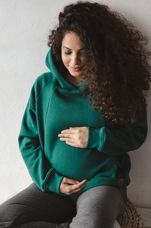 Tehotenská a dojčiaca mikina Motherhood oversize milk & love zelená XL
