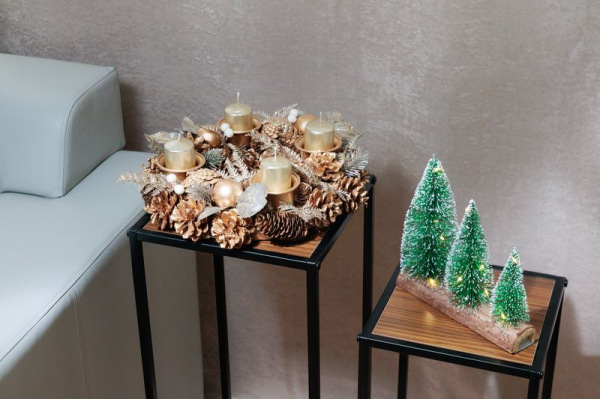 Veniec MagicHome Vianoce, adventný, zlatý, 30 cm 2