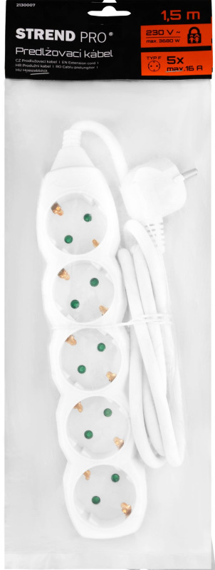 Cable GERMAN socket Strend Pro DG-805B 1,50 m, 5 sockets, HU, RO, SRB, CRO 1