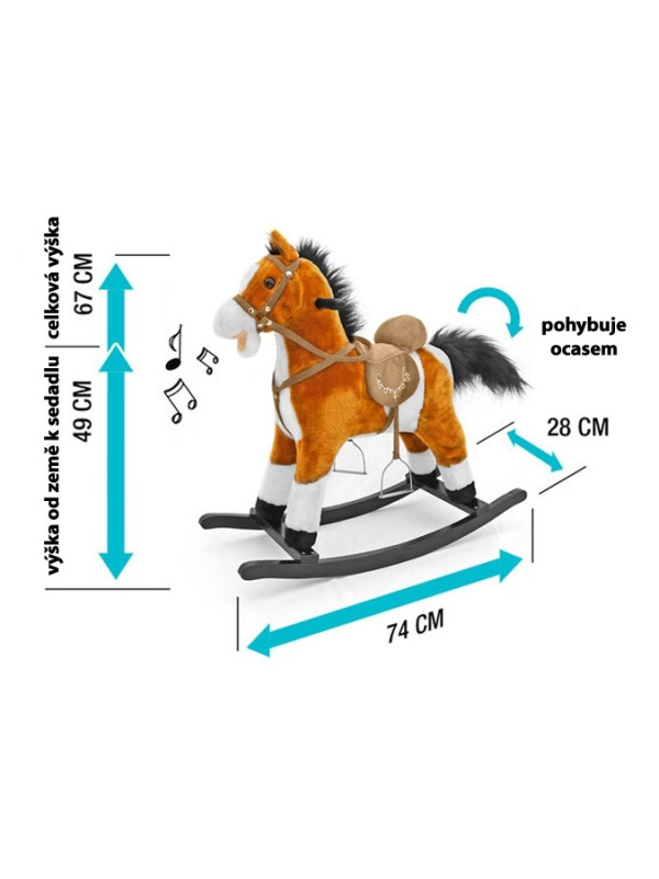 Hojdací koník s melódiou Milly Mally Mustang tmavo hnedý 1