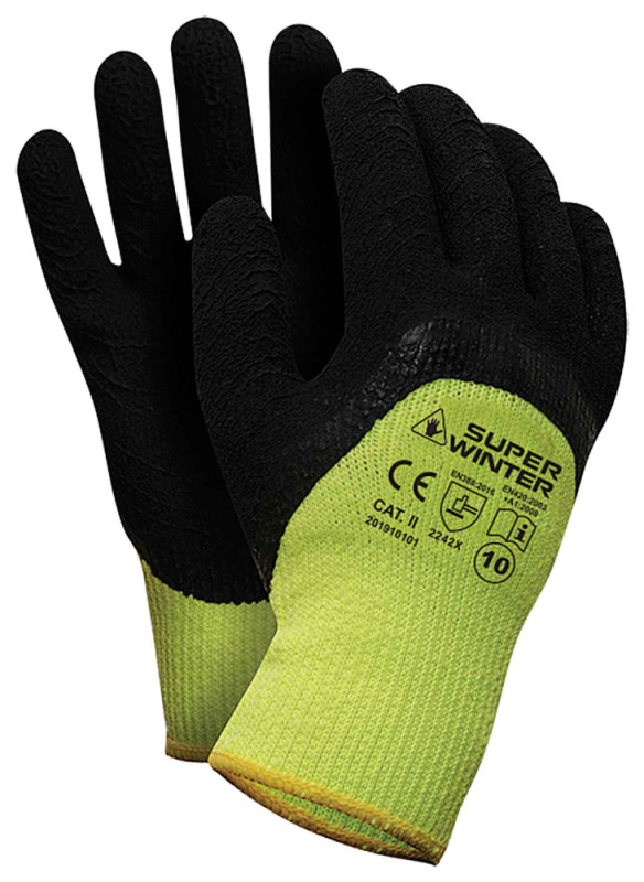 Ochranné rukavice SUPER WINTER zimné, zateplené, žltozelené, veľkosť 11, VASKO
