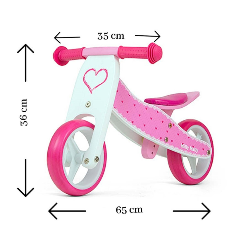 Detské multifunkčné odrážadlo bicykel 2v1 Milly Mally JAKE Hearts 3