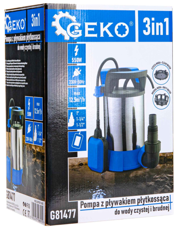Čerpadlo na plytkú vodu 230 V/50 Hz, 12500 l/h, 550 W, GEKO 16