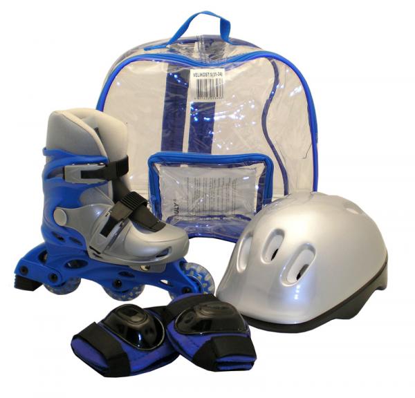 RULYT Kolieskové korčule sada korčule+helma+chrániče vel.M (35-38), modré