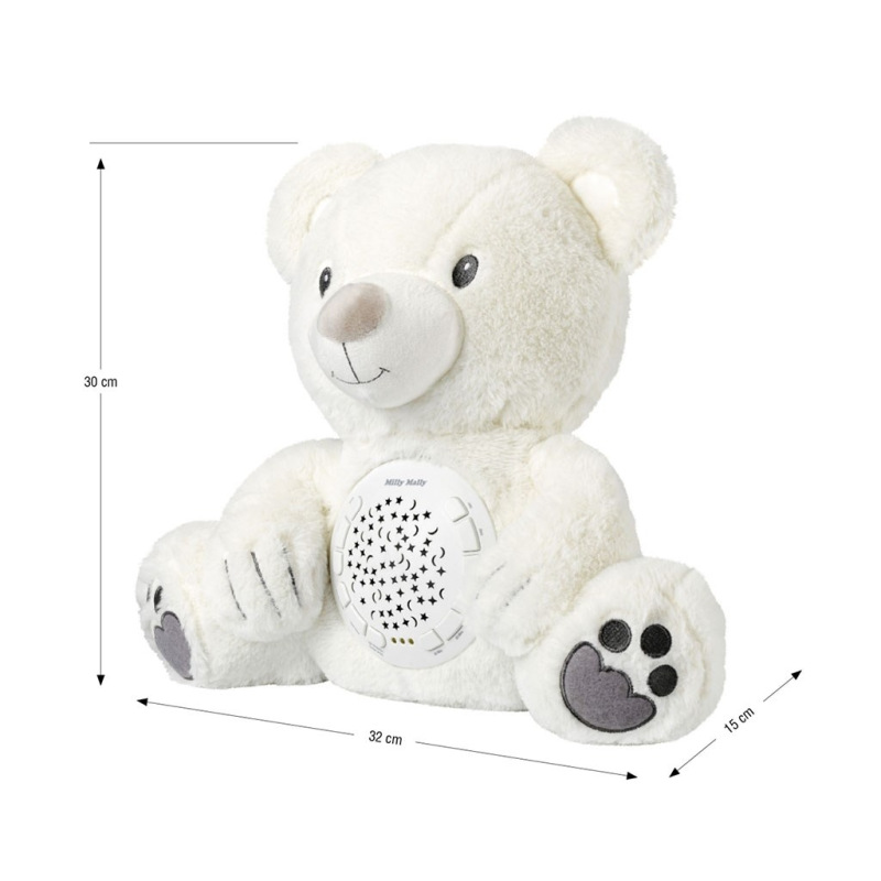 Plyšový zaspávačik medvedík s projektorom Milly Mally 3