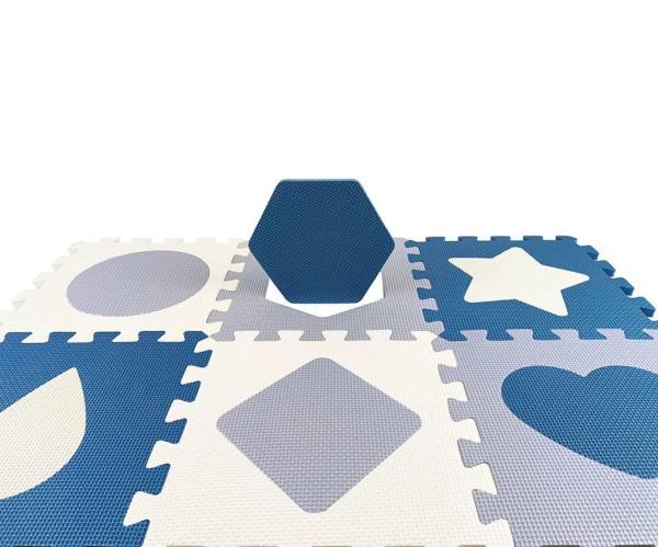 Penové puzzle podložka ohrádka Milly Mally Jolly 3x3 Shapes Blue