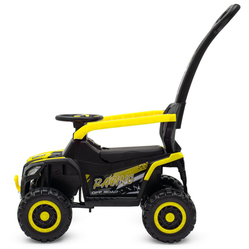 Detské elektrické odrážadlo Baby Mix Ruggy s vodiacou tyčou žlté 2