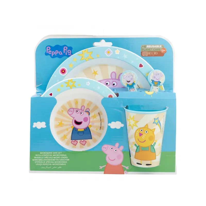 Detský plastový riad Peppa Pig (tanier, miska, pohár, príbor), 41260