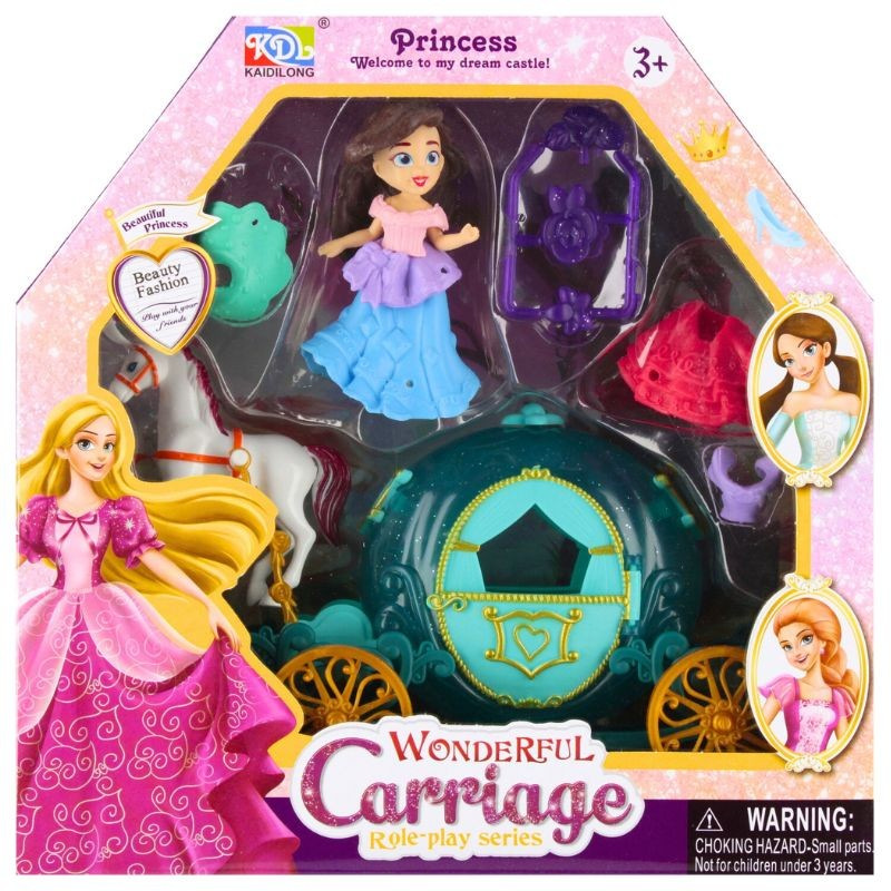 Obliekacia bábika princezná s kočom a doplnkami