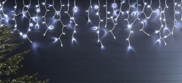 Reťaz MagicHome Vianoce Icicle, 360 LED studená biela, jednoduché svietenie, 230 V,50 Hz, IP44, časo