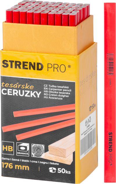 Ceruzka Strend Pro, tesárska, 176 mm, hranatá, čierna tuha, Sellbox 50 ks