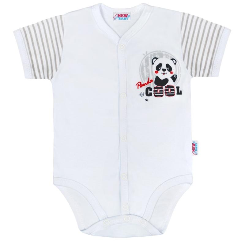 Dojčenské celorozopínacie body s krátkym rukávom New Baby Panda 56 (0-3m)