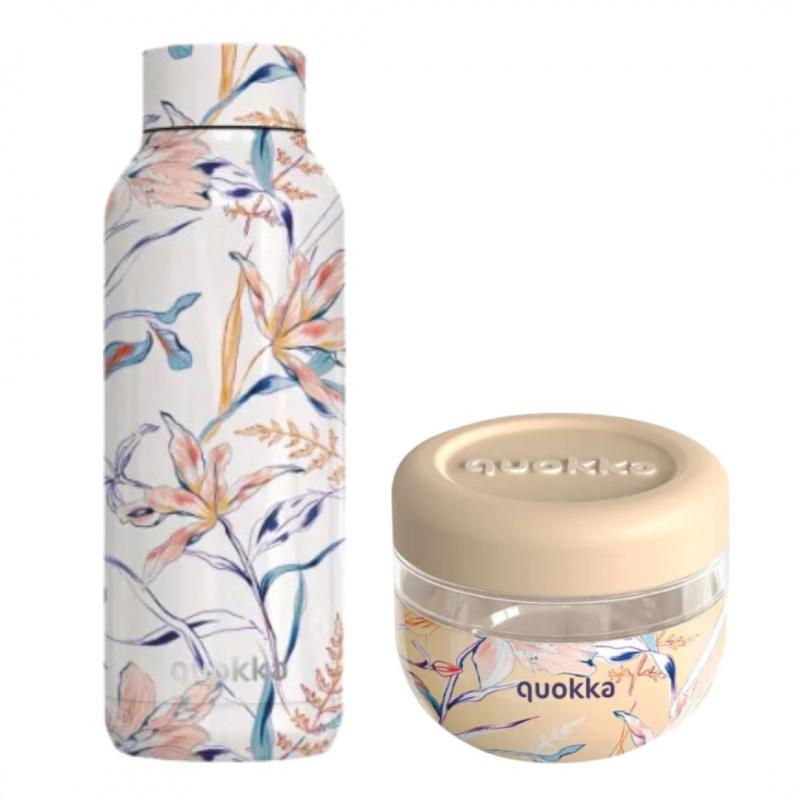 Výhodný set Quokka Vintage Floral - Nádoba na jedlo a Nerezová termo fľaša 510ml