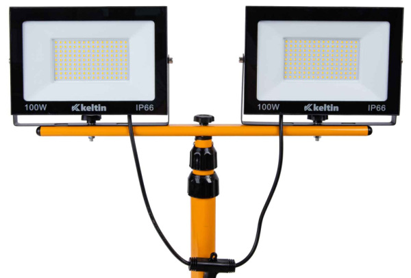 LED reflektor 2x100W s teleskopickým stojanom, studená biela 6500K, KELTIN 3