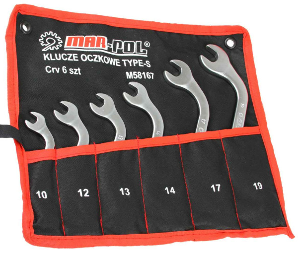 Sada vyhnutých očkoplochých kľúčov, 10-19 mm, MAR-POL 5