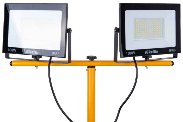LED reflektor 2x100W s teleskopickým stojanom, studená biela 6500K, KELTIN 4
