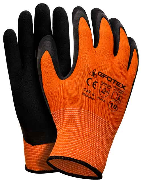 Ochranné rukavice GFOTEX, oranžová priadza, latexová dlaň, veľkosť 8, VASKO