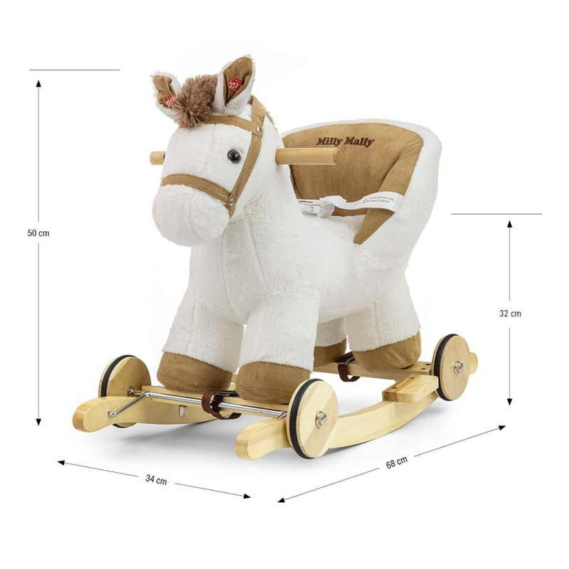 Hojdací koník s melódiou a kolieskami Milly Mally Polly biely 4