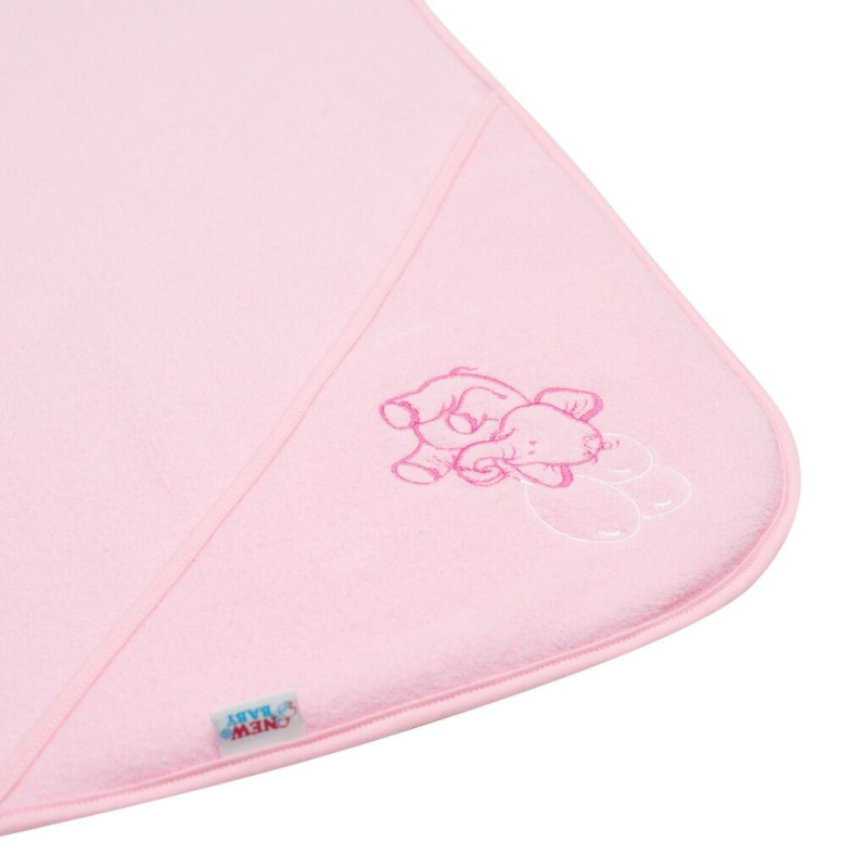 Detská froté osuška s výšivkou a kapuckou New Baby 80x80 ružová sloník 1