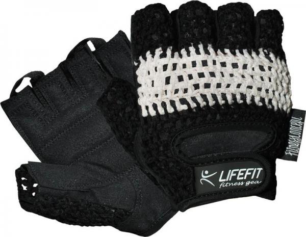 Fitnes rukavice LIFEFIT KNIT, veľ. XL, čierno-biele