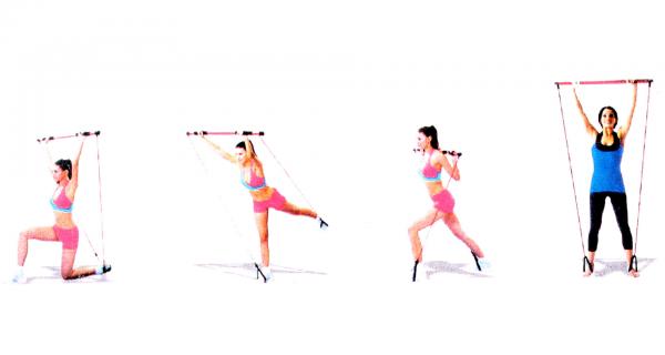 Merco Pilates Sticks posilňovacia tyč s gumou ružová