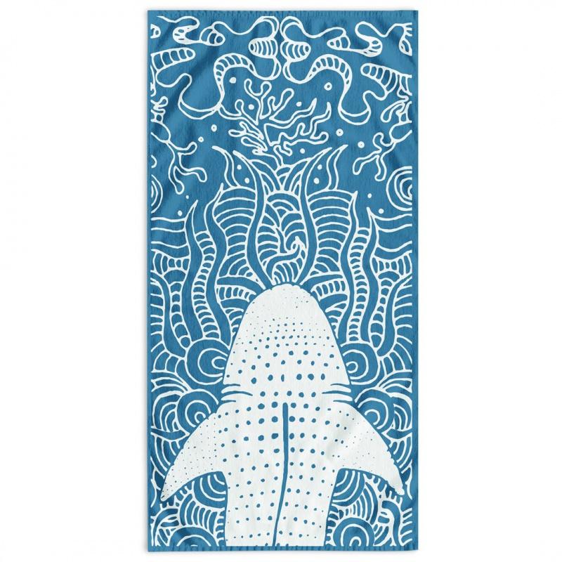 DecoKing, Luxusná plážová osuška BLUE SHARK, 90 x 180 cm