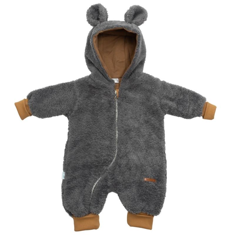 Luxusný detský zimný overal New Baby Teddy bear sivý 62 (3-6m)