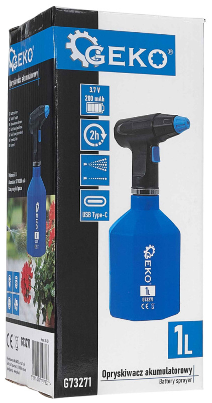Postrekovač akumulátorový 1 litrový, akumulátor 3.7V / 2000mAh, GEKO 2